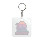 Vaporwave Retro Sunset Square Keychain