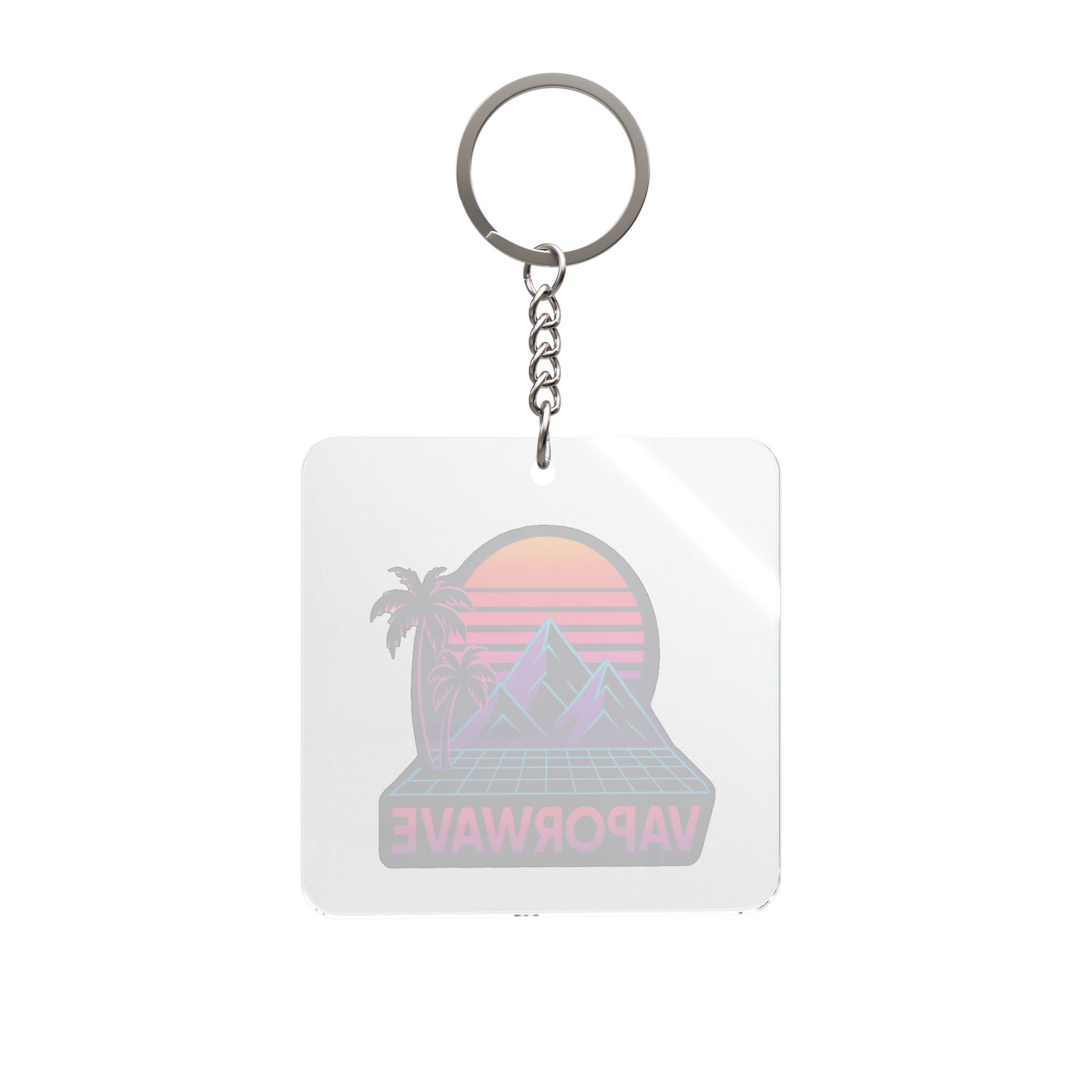 Vaporwave Retro Sunset Square Keychain