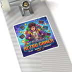 Retro Gamer Kiss-Cut Sticker — 'Level Up' Arcade Controller Design