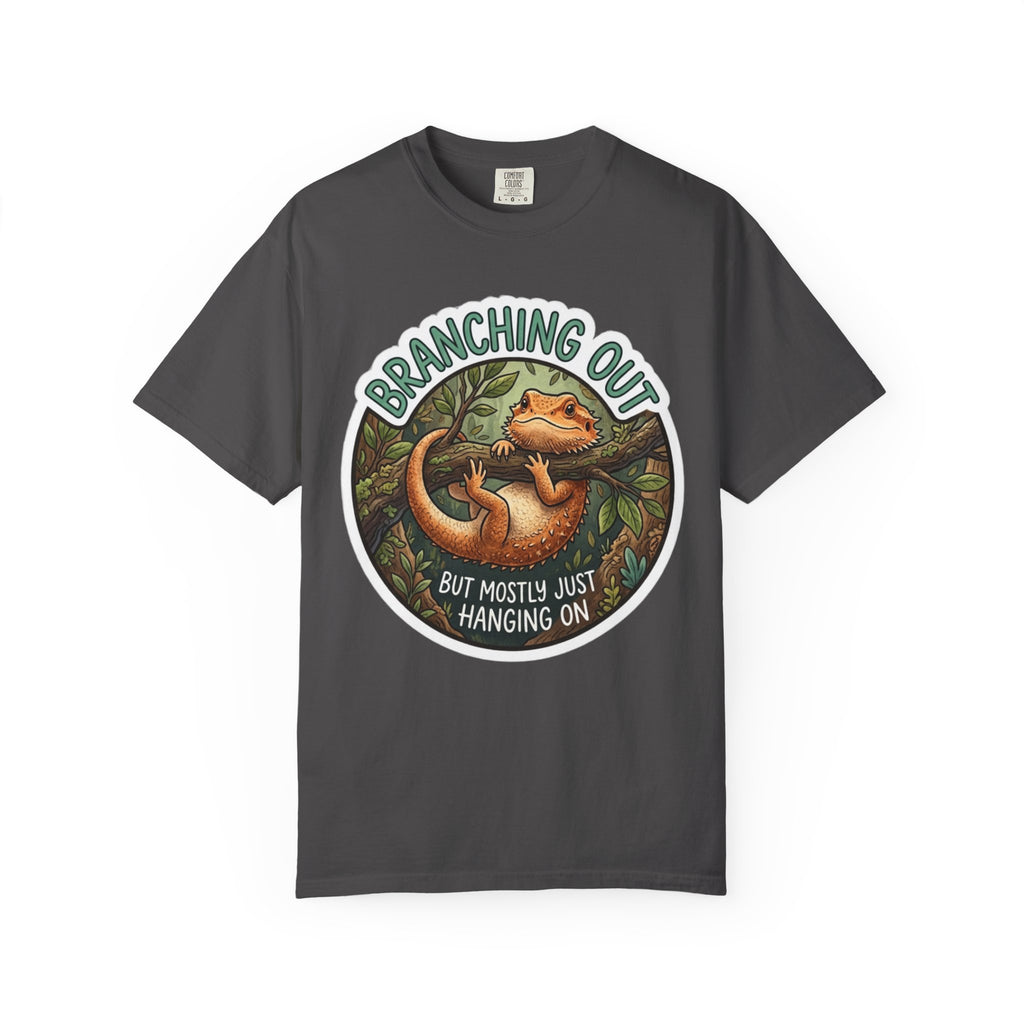Bearded Dragon T-Shirt — "Branching Out (But Mostly Just Hanging On)" Graphic Tee