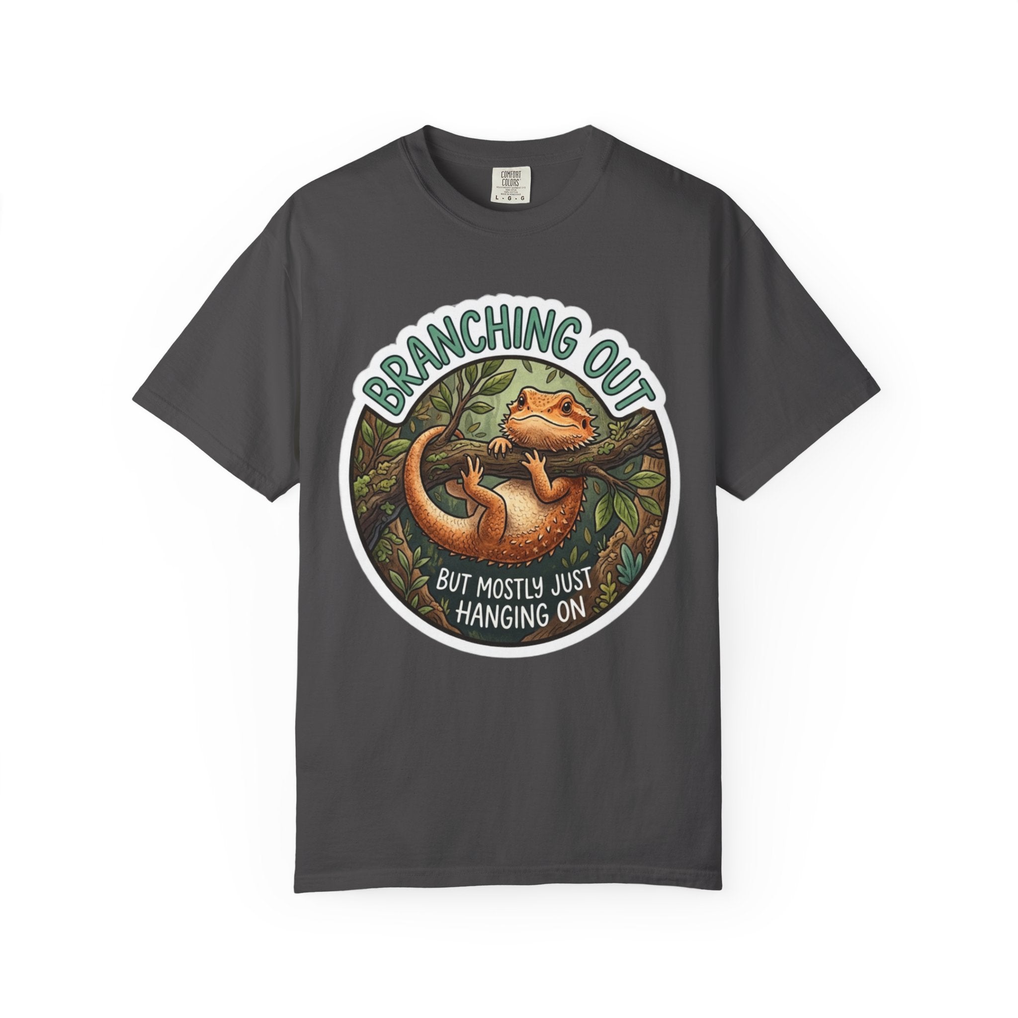 Bearded Dragon T-Shirt — "Branching Out (But Mostly Just Hanging On)" Graphic Tee