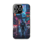 Cyberpunk Night Street Clear Magnetic Phone Case — Impact-Resistant Neon City Design