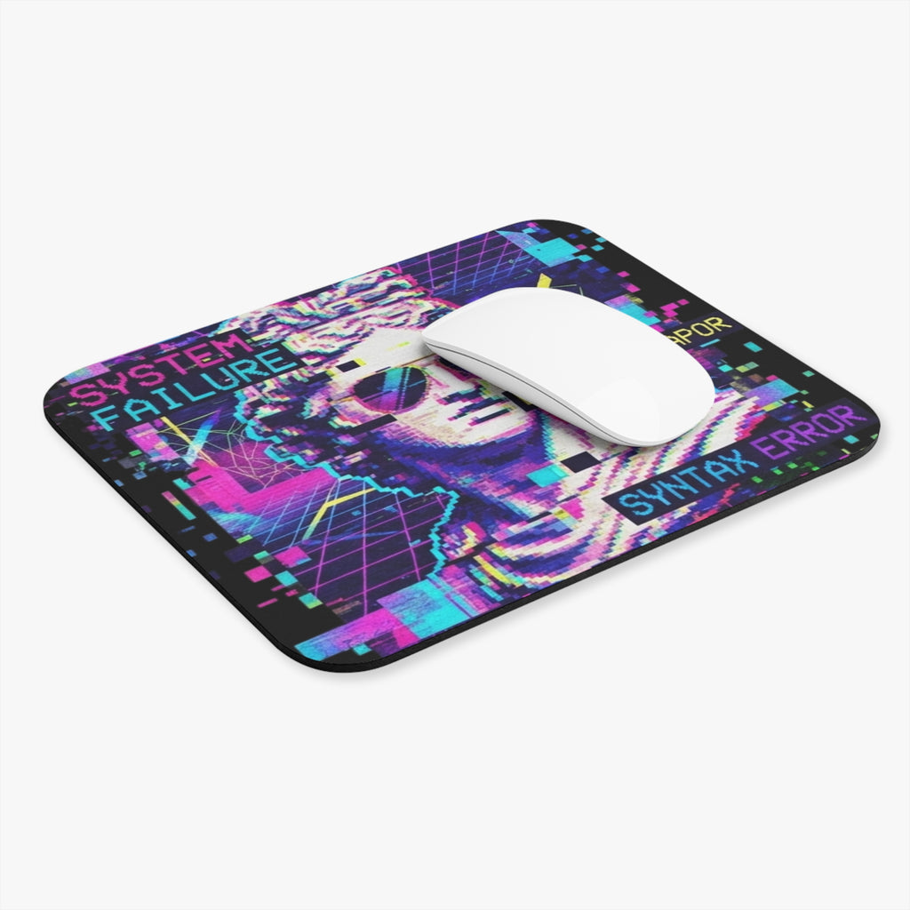 Vaporwave 'System Failure' Rectangle Mouse Pad – Retro 80s Aesthetic, 'ERR_404_VAPOR' & 'SYNTAX ERROR' Design
