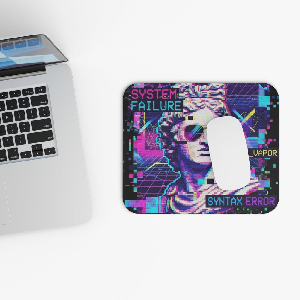 Vaporwave 'System Failure' Rectangle Mouse Pad – Retro 80s Aesthetic, 'ERR_404_VAPOR' & 'SYNTAX ERROR' Design