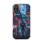 Cyberpunk Night Street Clear Magnetic Phone Case — Impact-Resistant Neon City Design