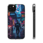 Cyberpunk Night Street Clear Magnetic Phone Case — Impact-Resistant Neon City Design