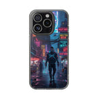 Cyberpunk Night Street Clear Magnetic Phone Case — Impact-Resistant Neon City Design