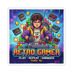 Retro Gamer Kiss-Cut Sticker — 'Level Up' Arcade Controller Design