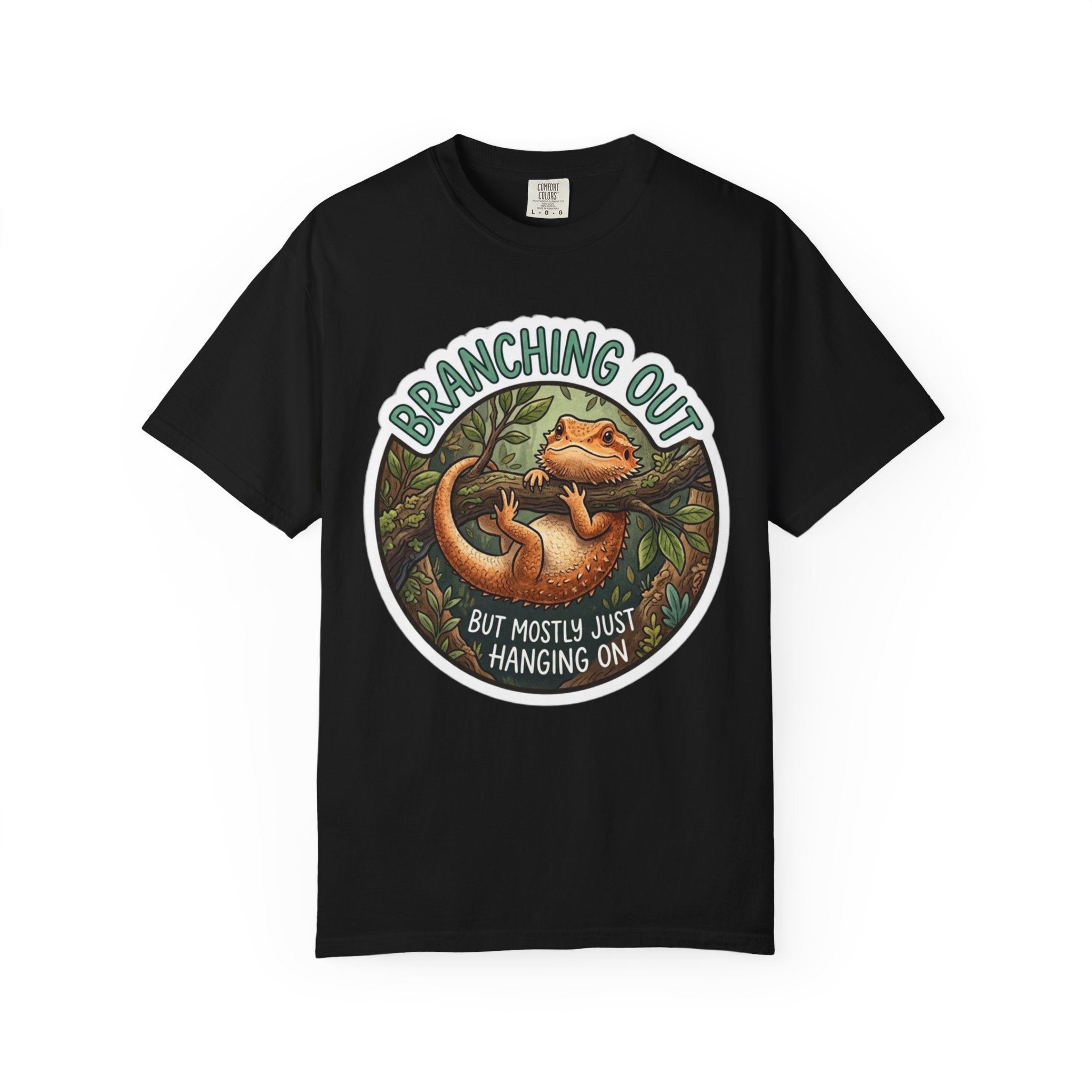 Bearded Dragon T-Shirt — "Branching Out (But Mostly Just Hanging On)" Graphic Tee