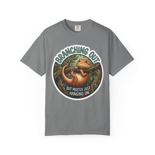 Bearded Dragon T-Shirt — "Branching Out (But Mostly Just Hanging On)" Graphic Tee