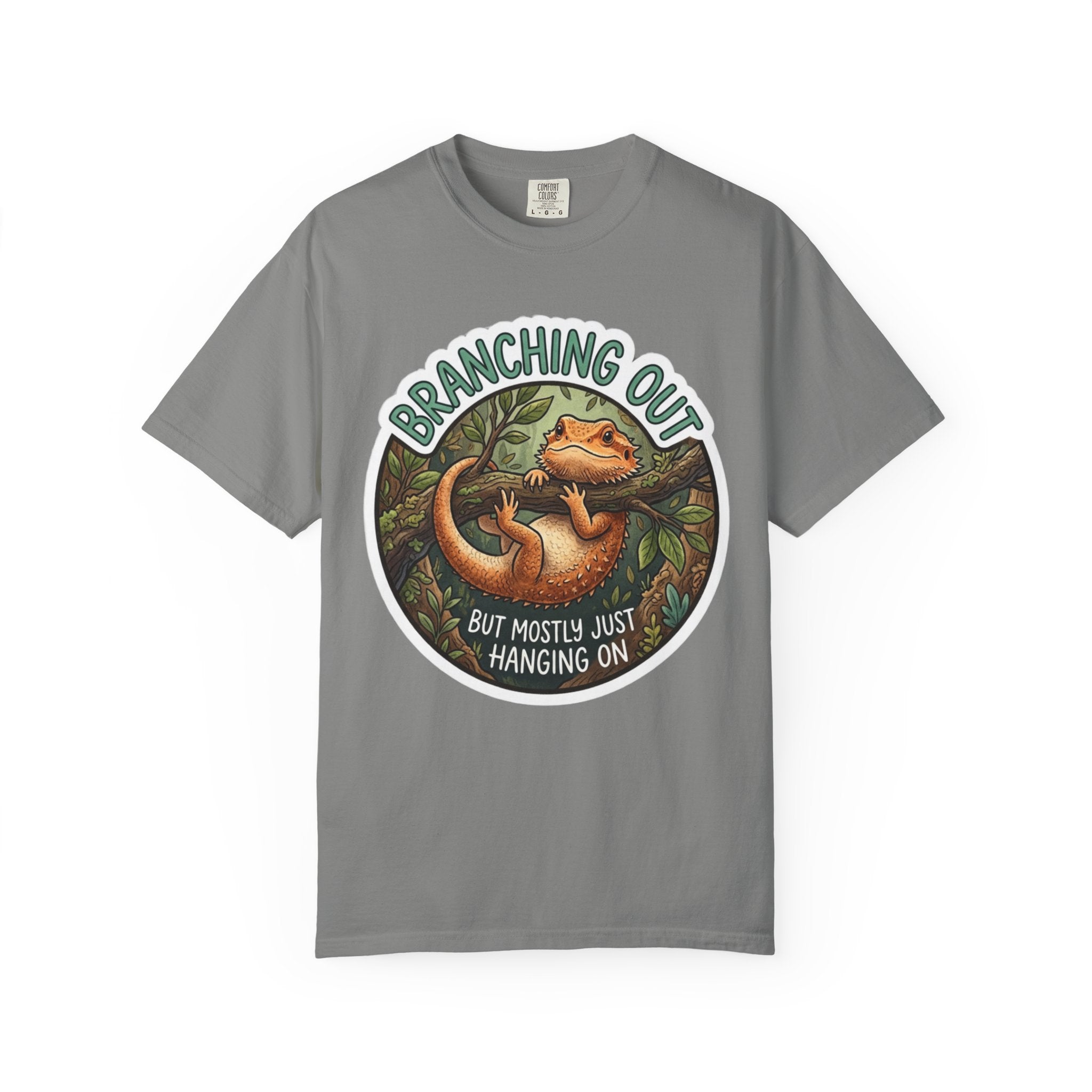 Bearded Dragon T-Shirt — "Branching Out (But Mostly Just Hanging On)" Graphic Tee