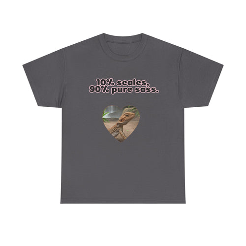 Bearded Dragon Tee — "10% Scales, 90% Pure Sass" Heart Design