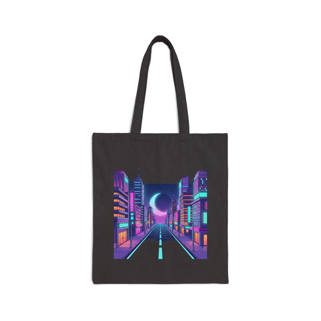 Retro Vaporwave Tote Bag — Neon City & Tropical Synthwave Canvas Tote
