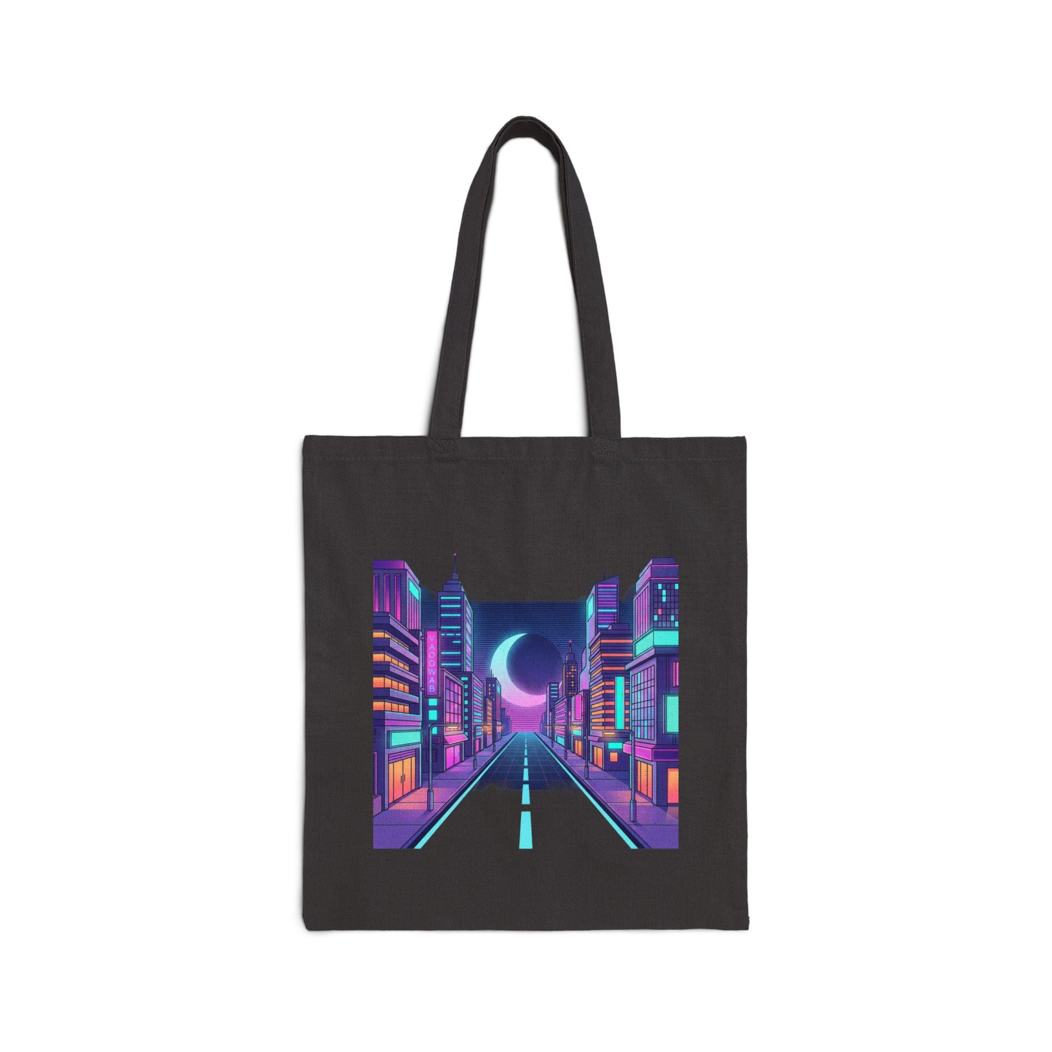 Retro Vaporwave Tote Bag — Neon City & Tropical Synthwave Canvas Tote