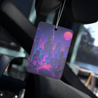 Retro Neon City Car Air Freshener – Vaporwave Skyline Scented Tag