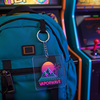 Vaporwave Retro Sunset Square Keychain